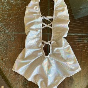 Little black diamond holographic bodysuit